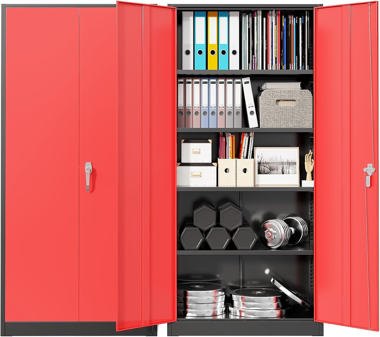 Office Storage Cabinet - Armadio Metallico Resistente per Garage, Armadietto