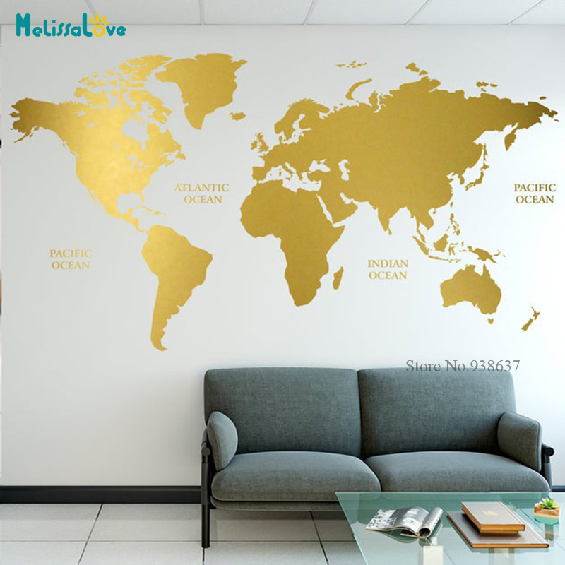 Office Furniture World - Mappa del mondo d'oro decalcomania geometrica