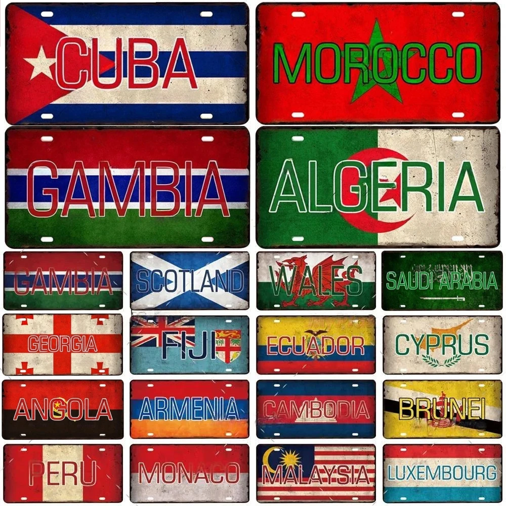Office Furniture World - Targa Vintage con Bandiera Nazionale Mondiale,