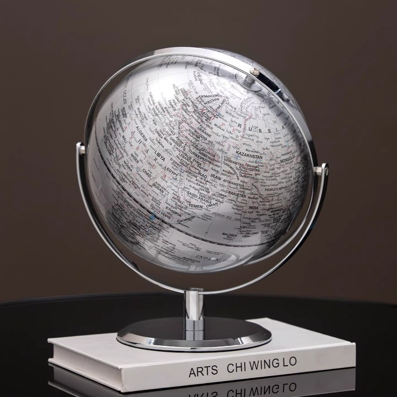 Office Furniture World - Globo Terrestre di Lusso in Argento